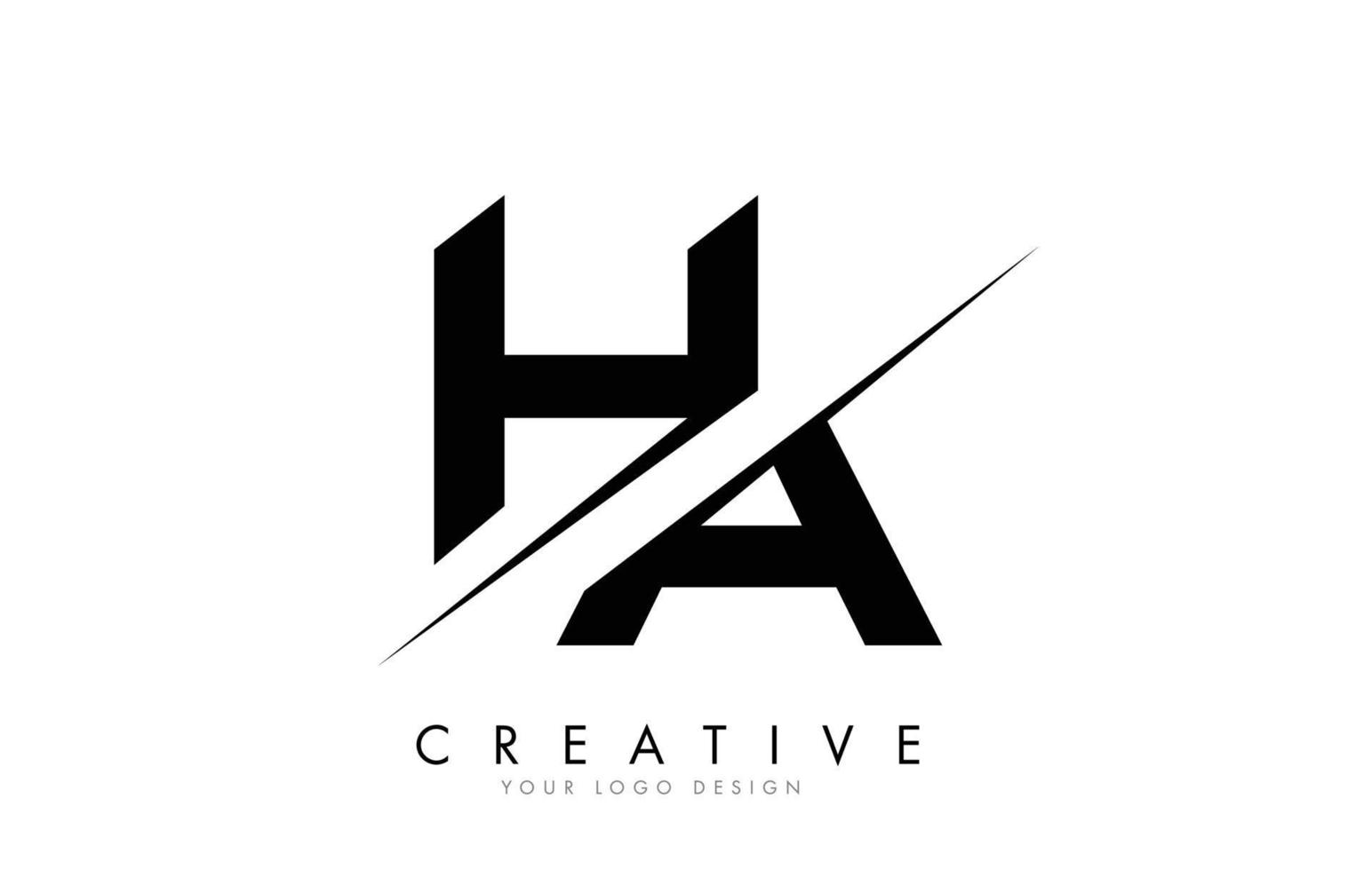 HA H A Letter Logo Design with a Creative Cut. vector