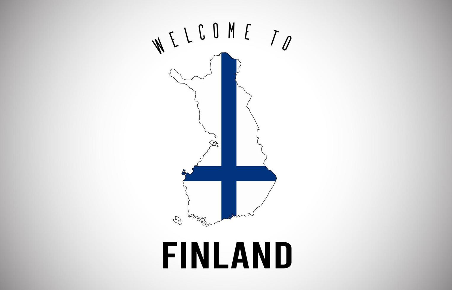 Finland Welcome to Text and Country flag inside Country border Map Vector Design.