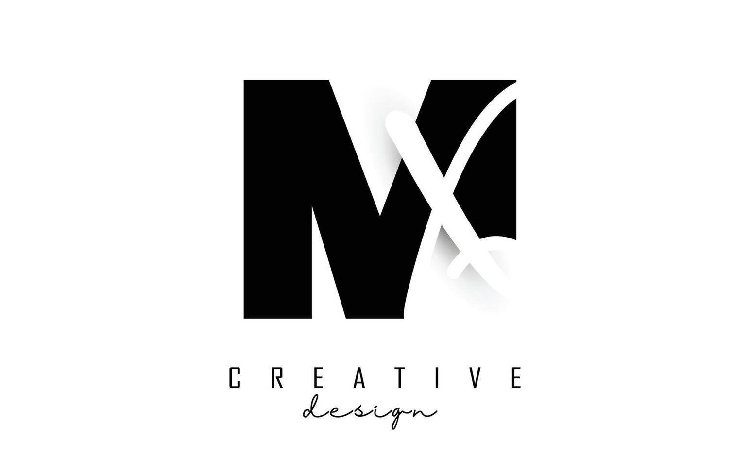 Logotipo de letras mx con un diseño minimalista. letras myx con tipografía geométrica y manuscrita. vector