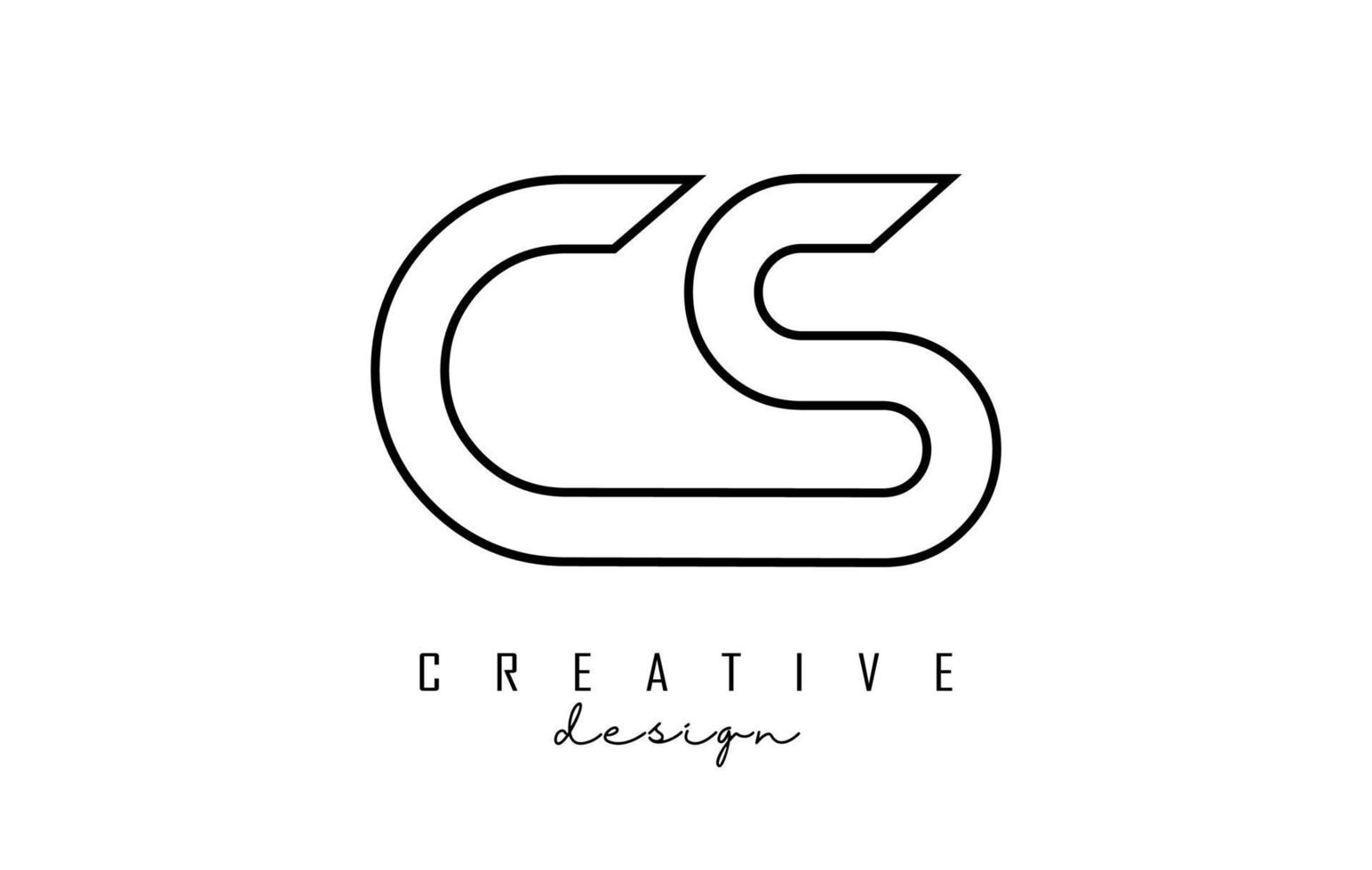 Outline CS letters logo with a minimalist design. Geometric letter logo. vector