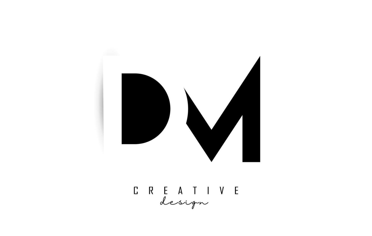 Letters DM Logo with black and white negative space design. Letters D and M with geometric typography. vector