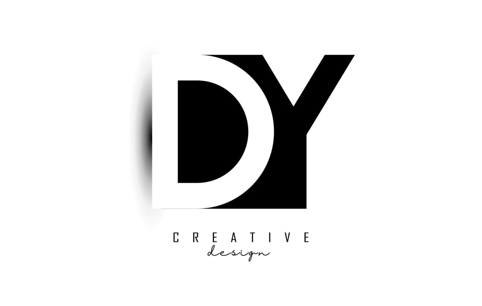 Letters DY Logo with black and white negative space design. Letters D and Y with geometric typography. vector