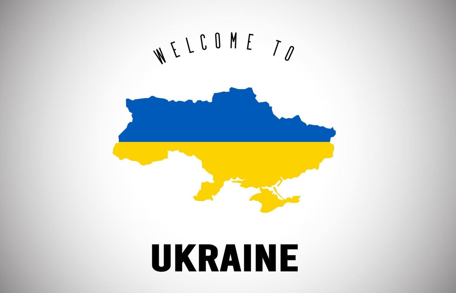 Ukraine Welcome to Text and Country flag inside Country border Map Vector Design.