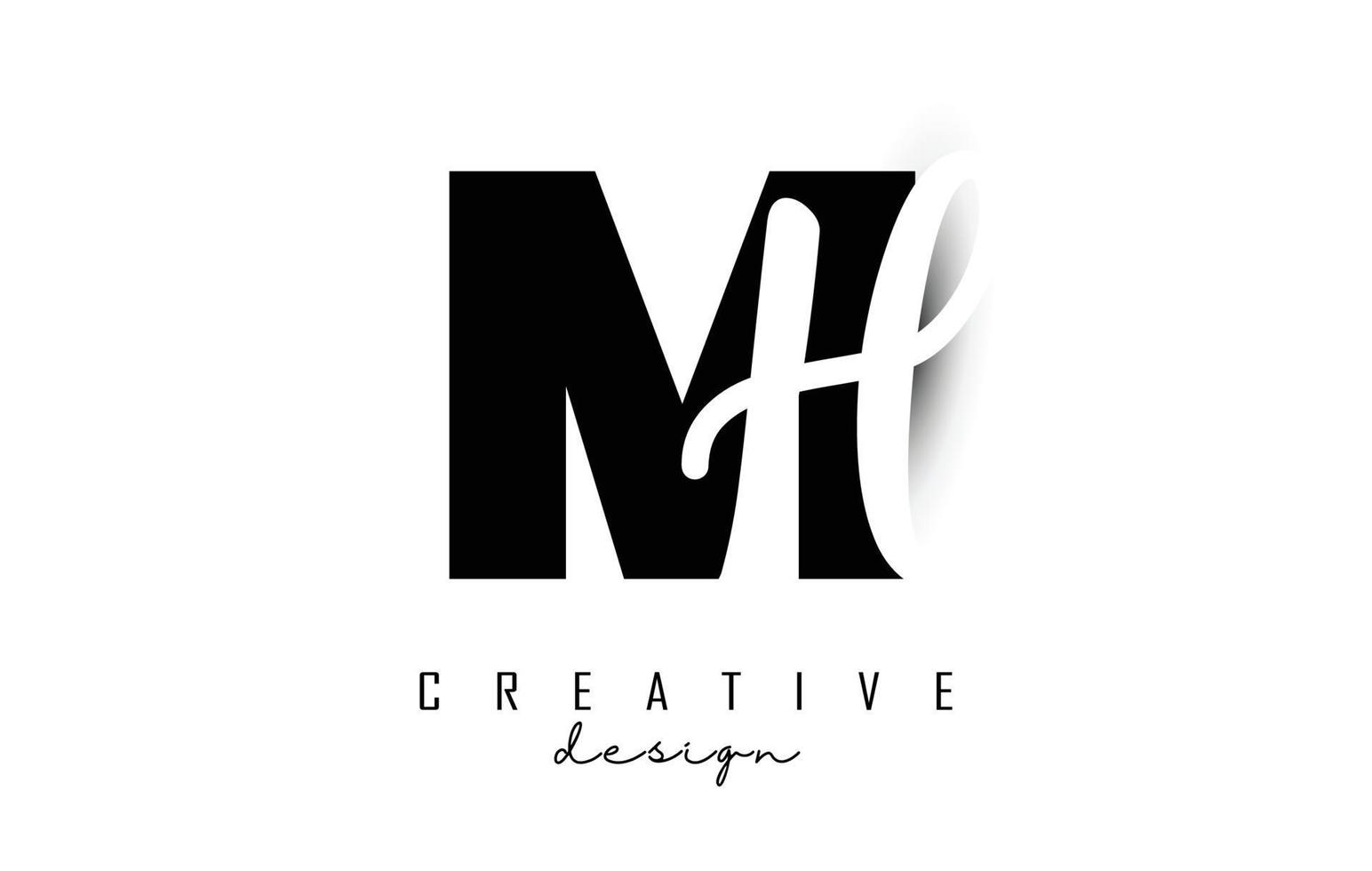 Letters MH Logo with a minimalist design. Letters M and H with geometric and handwritten typography. vector