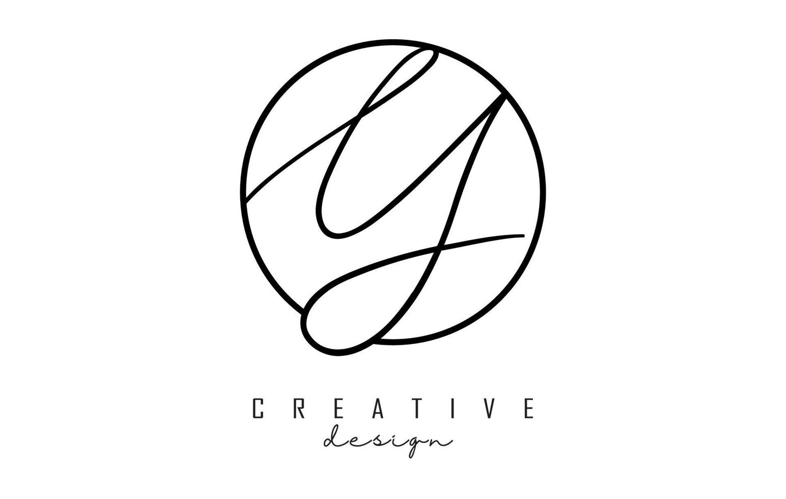 Handwriting letters Y logo design with simple circle vector illustration.