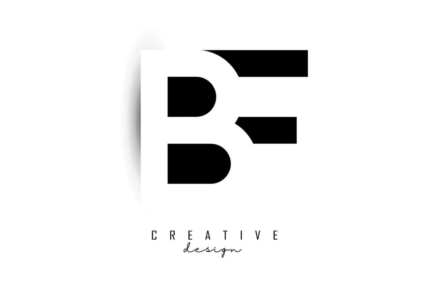 Logotipo de letras bf con diseño de espacio negativo en blanco y negro. letras byf con tipografía geométrica. vector