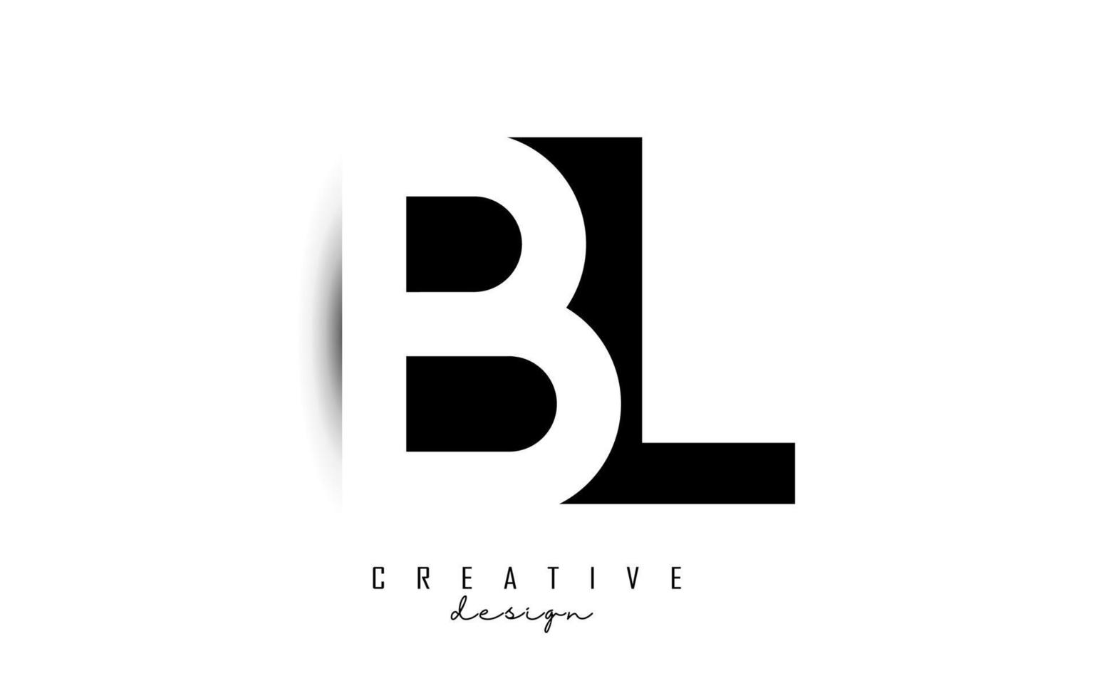 Letters BL Logo with black and white negative space design. Letters B and L with geometric typography. vector