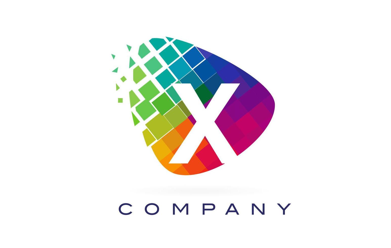 Letter X Colourful Rainbow Logo Design. vector