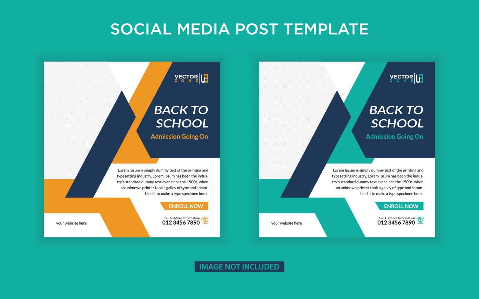 Back to school admission social media post vector