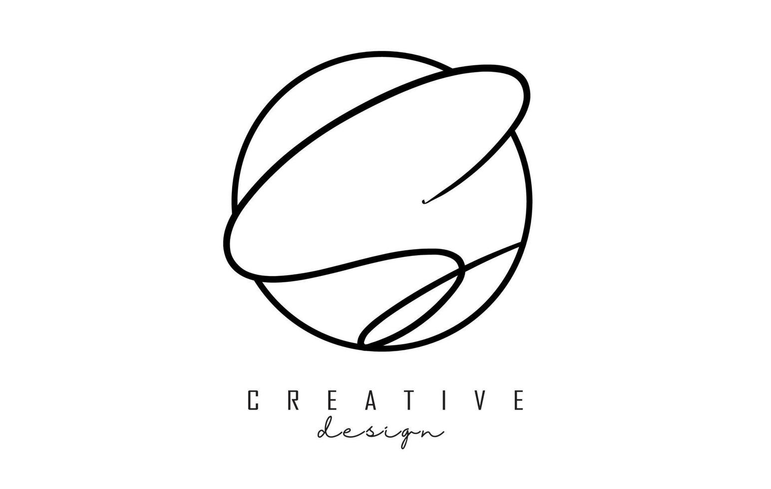 Handwriting letters S logo design with simple circle vector illustration.