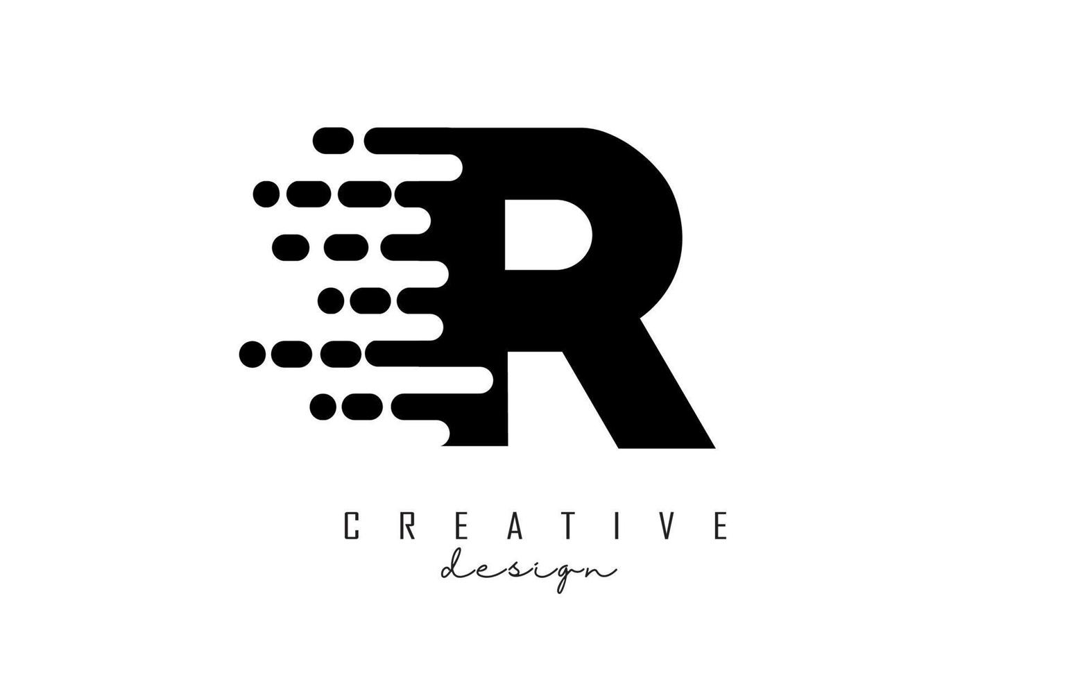Geometric and dynamic letter R logo design with movement effect. vector