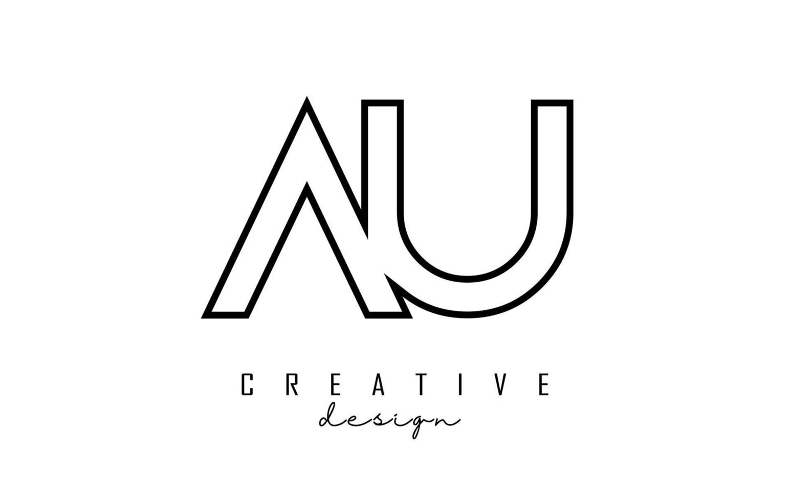 Outline AU letters logo with a minimalist design. Geometric letter logo. vector