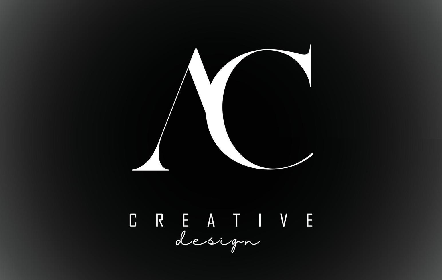 White AC a c letters design logotype concept with serif font and elegant style vector illustration.