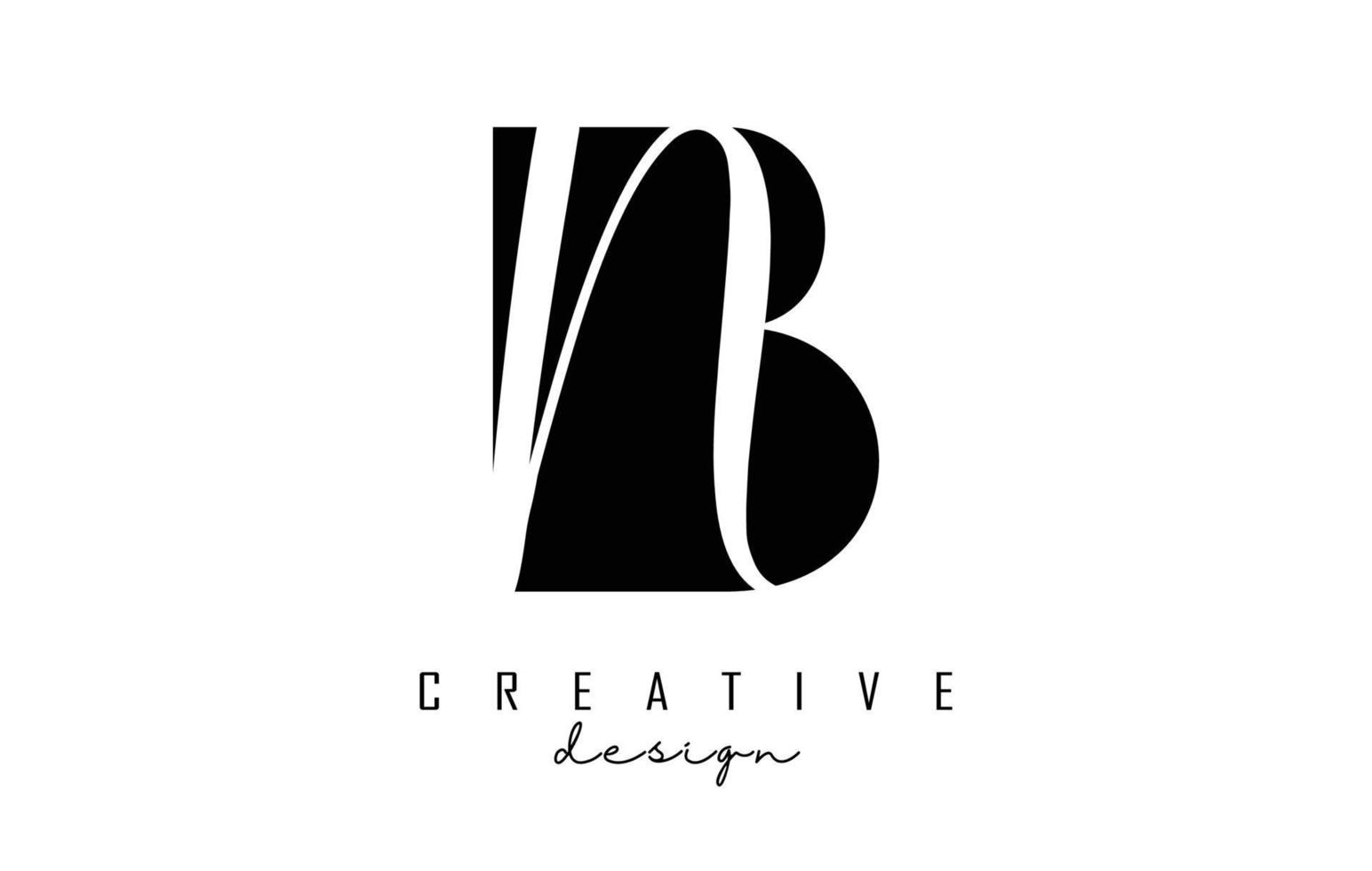 Logotipo de letras bn con un diseño minimalista. letras byn con tipografía geométrica y manuscrita. vector