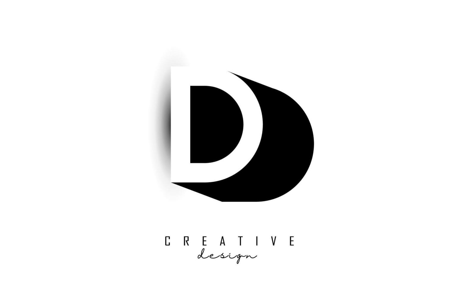 Double D letter Logo with negative space design. Letter D with geometric typography. vector