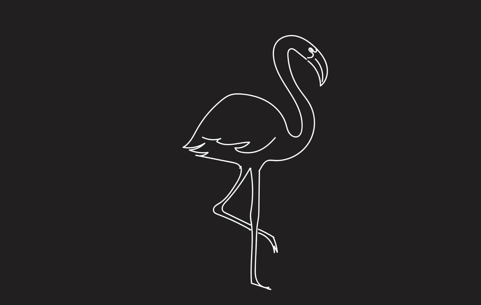 Flamingo Line Art Drawing. vector