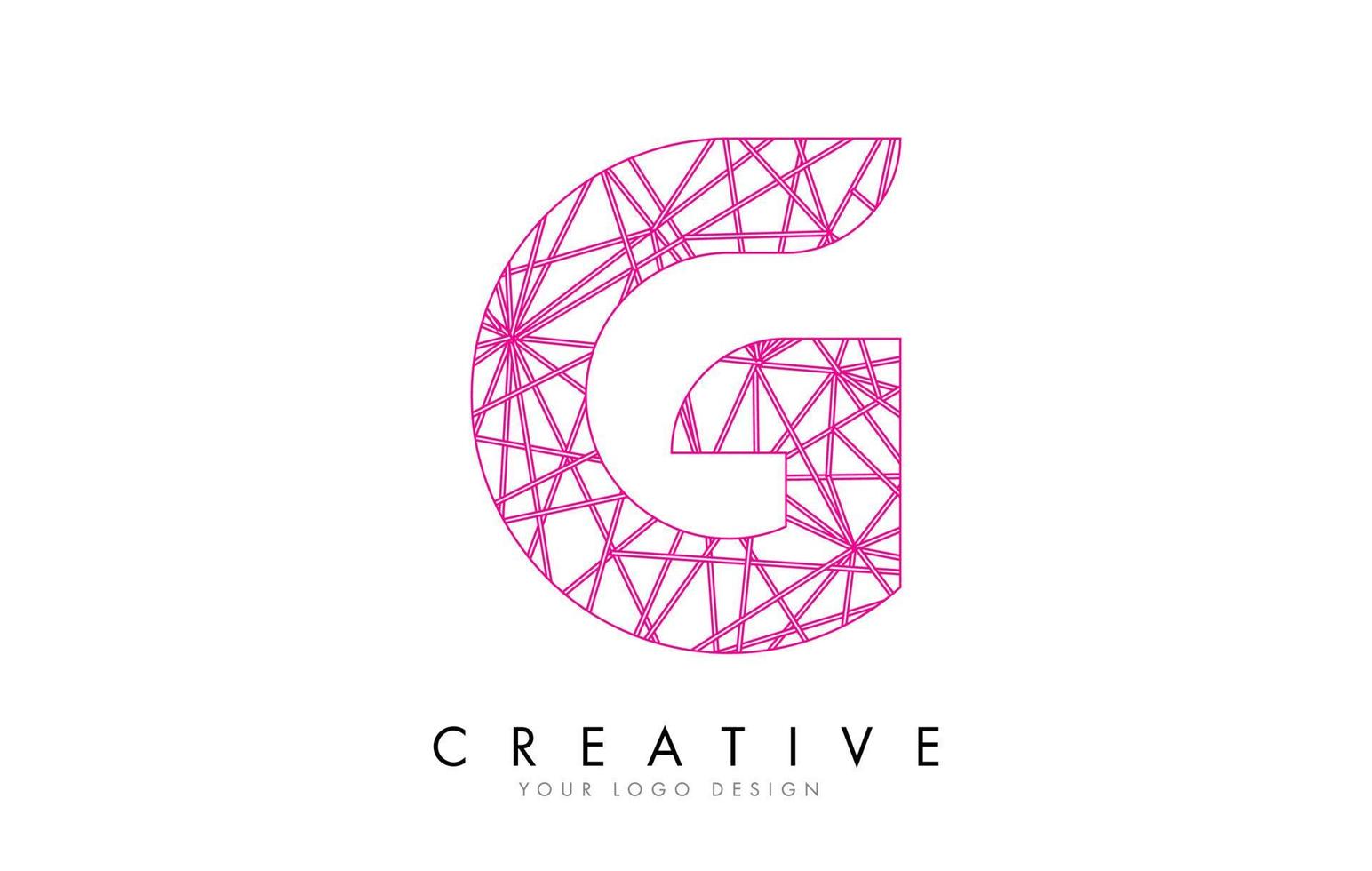 Sketched stylized Letter G with different Pink Lines Pattern Design. vector