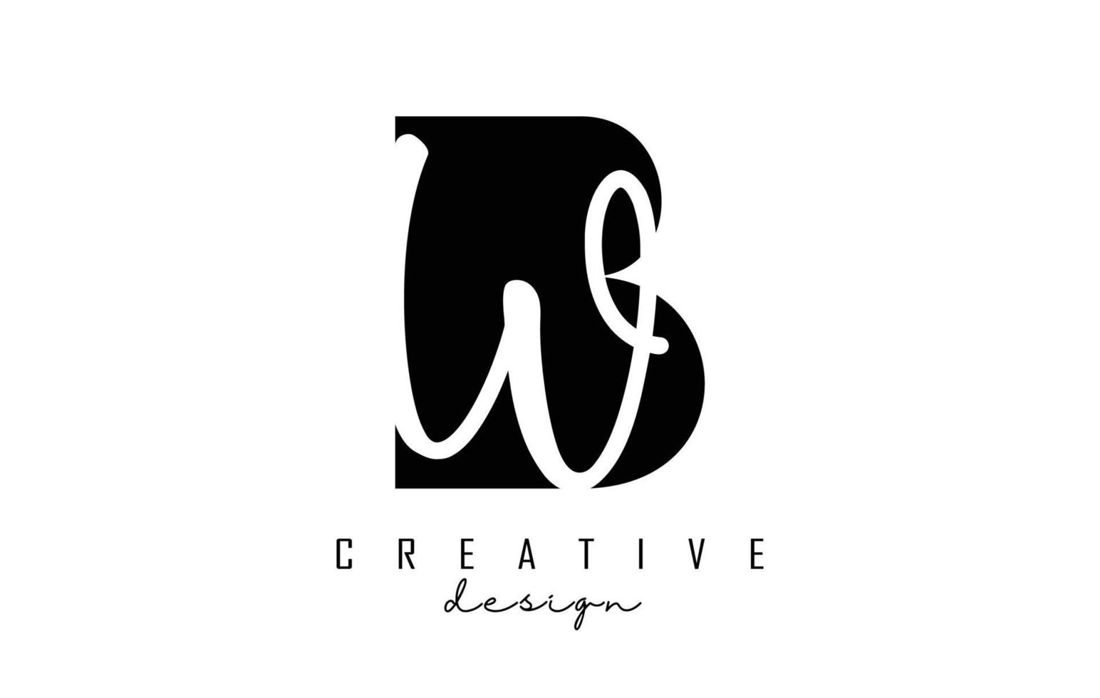 Logotipo de letras bw con un diseño minimalista. letras byw con tipografía geométrica y manuscrita. vector