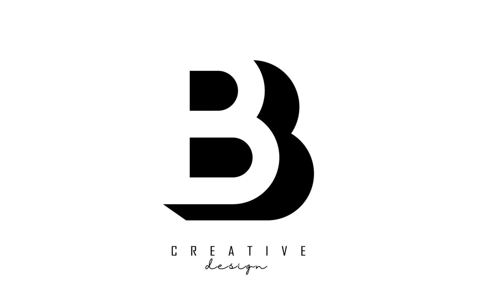 Logo de letra doble b con diseño de espacio negativo. letra b con tipografía geométrica. vector