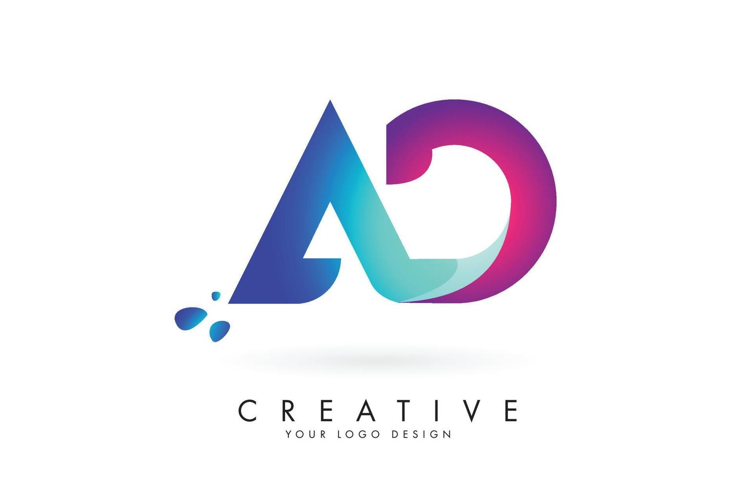 Blue and Pink creative letter AD a d Logo Design. Corporate Entertainment, Media, Technology, Digital Business vector design.