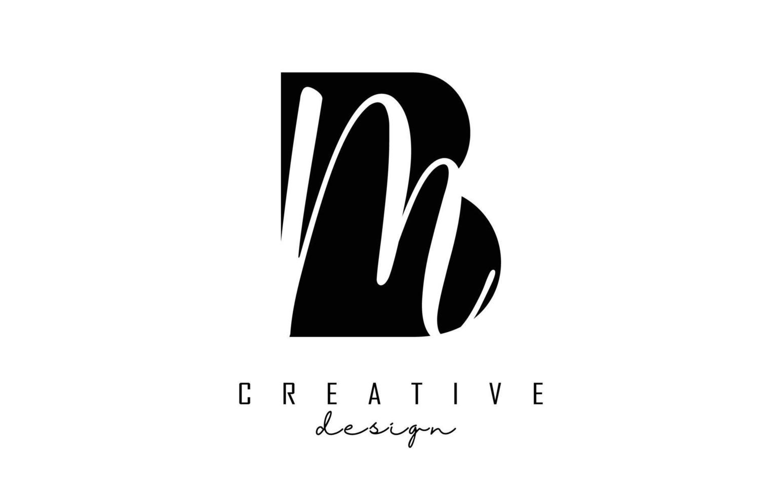 Letters BM Logo with a minimalist design. Letters B and M with geometric and handwritten typography. vector