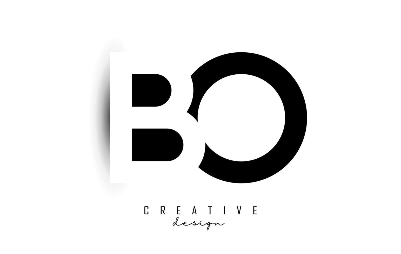 Logotipo de letras bo con diseño de espacio negativo en blanco y negro. letras byo con tipografía geométrica. vector