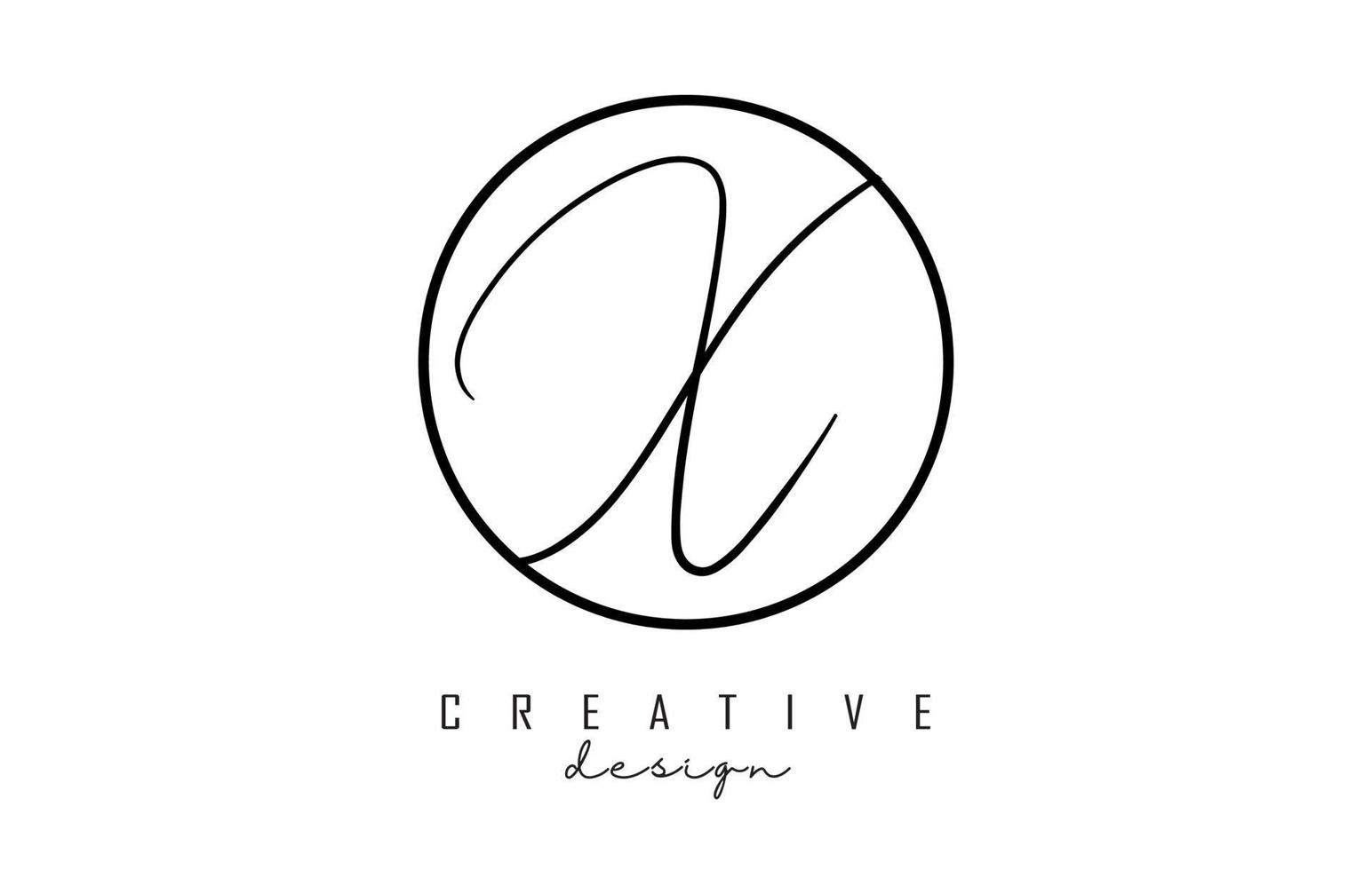 Handwriting letters X logo design with simple circle vector illustration.