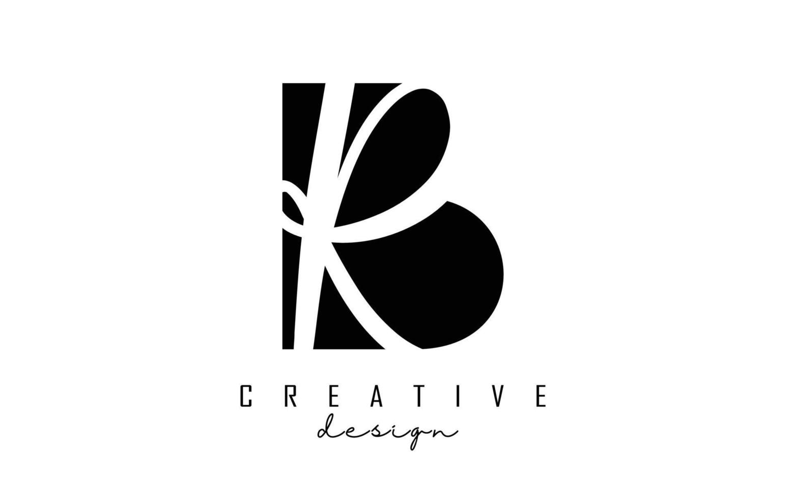 Letters BR Logo with a minimalist design. Letters B and R with geometric and handwritten typography. vector