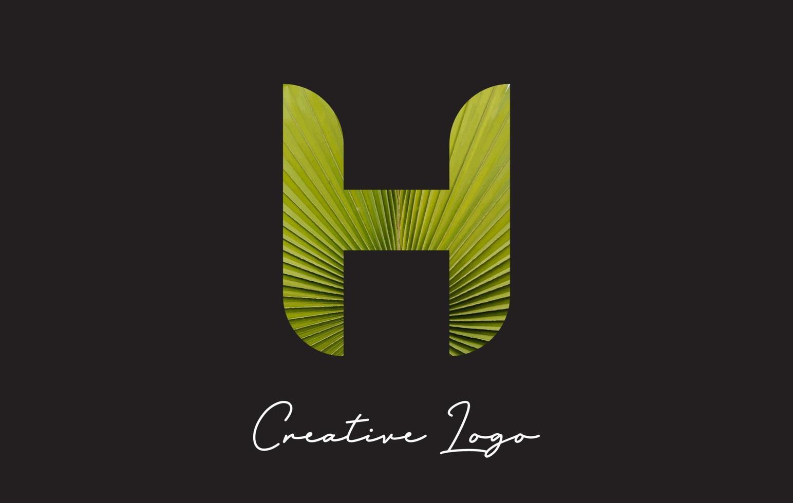 Logotipo de letra h con diseño de patrón de hoja de palmera. vector