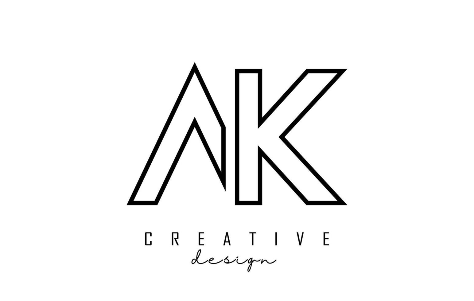 Outline AK letters logo with a minimalist design. Geometric letter logo. vector