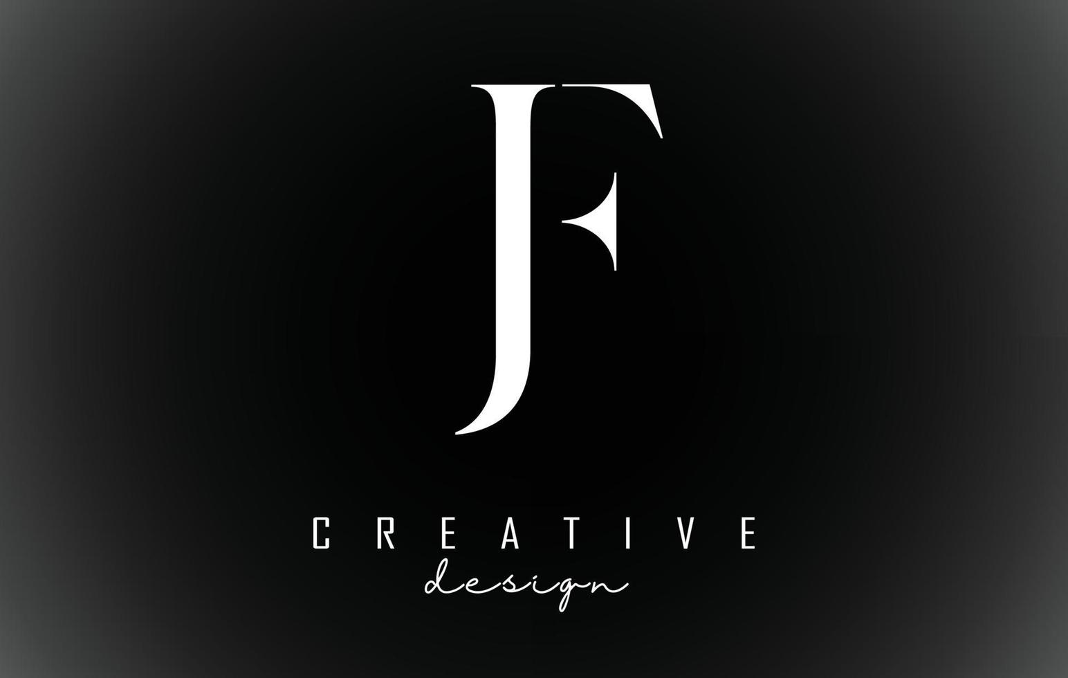 White JF J F letters design logotype concept with serif font and elegant style vector illustration.