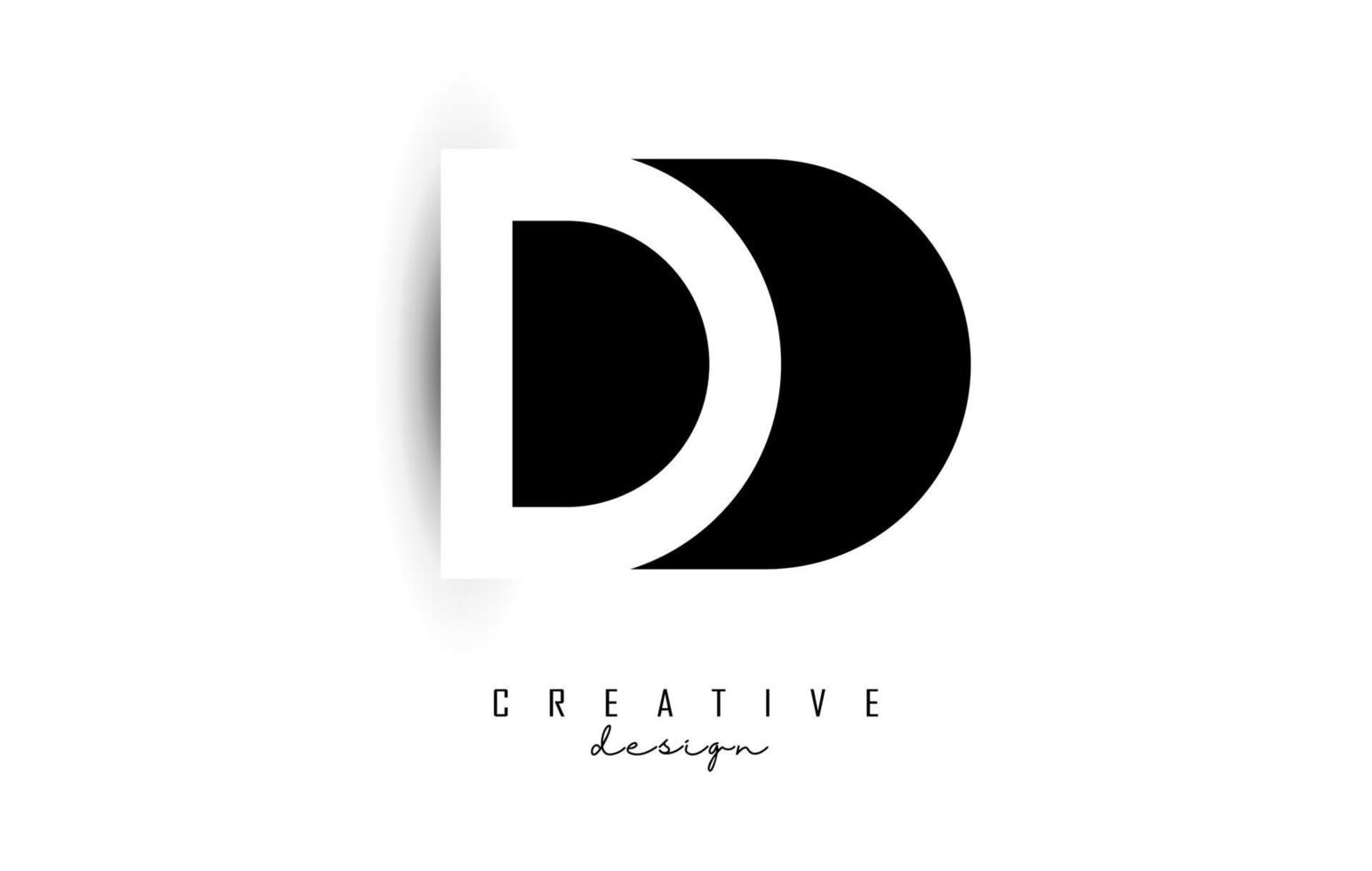 Letters DD Logo with black and white negative space design. Letters D and D with geometric typography. vector