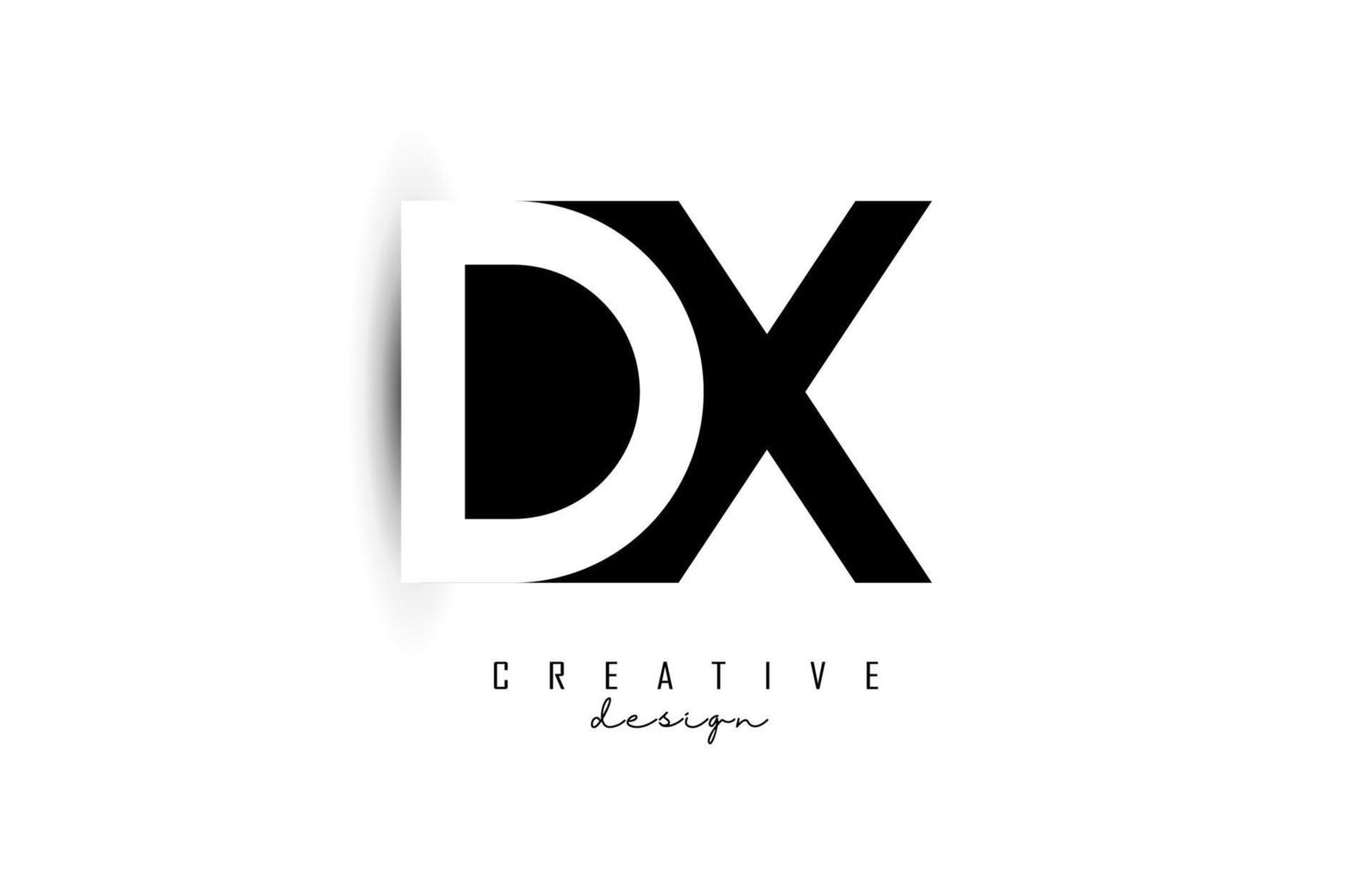 Logotipo de letras dx con diseño de espacio negativo en blanco y negro. letras dyx con tipografía geométrica. vector