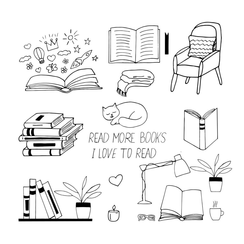 books set icon. sketch hand drawn doodle style. vector, minimalism, monochrome. library, learning reading lettering hobby vector