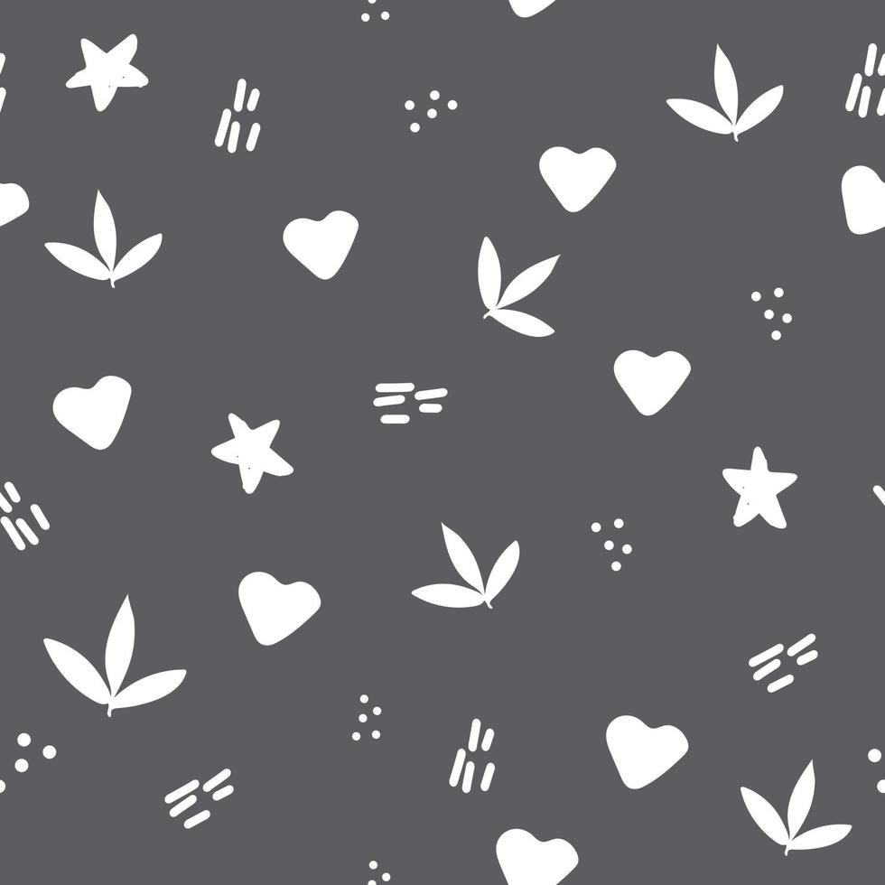 abstract plant, star, heart, dashes seamless pattern hand drawn. , minimalism, monochrome. textiles, wallpaper wrapping paper print in trendy colors 2022 vector