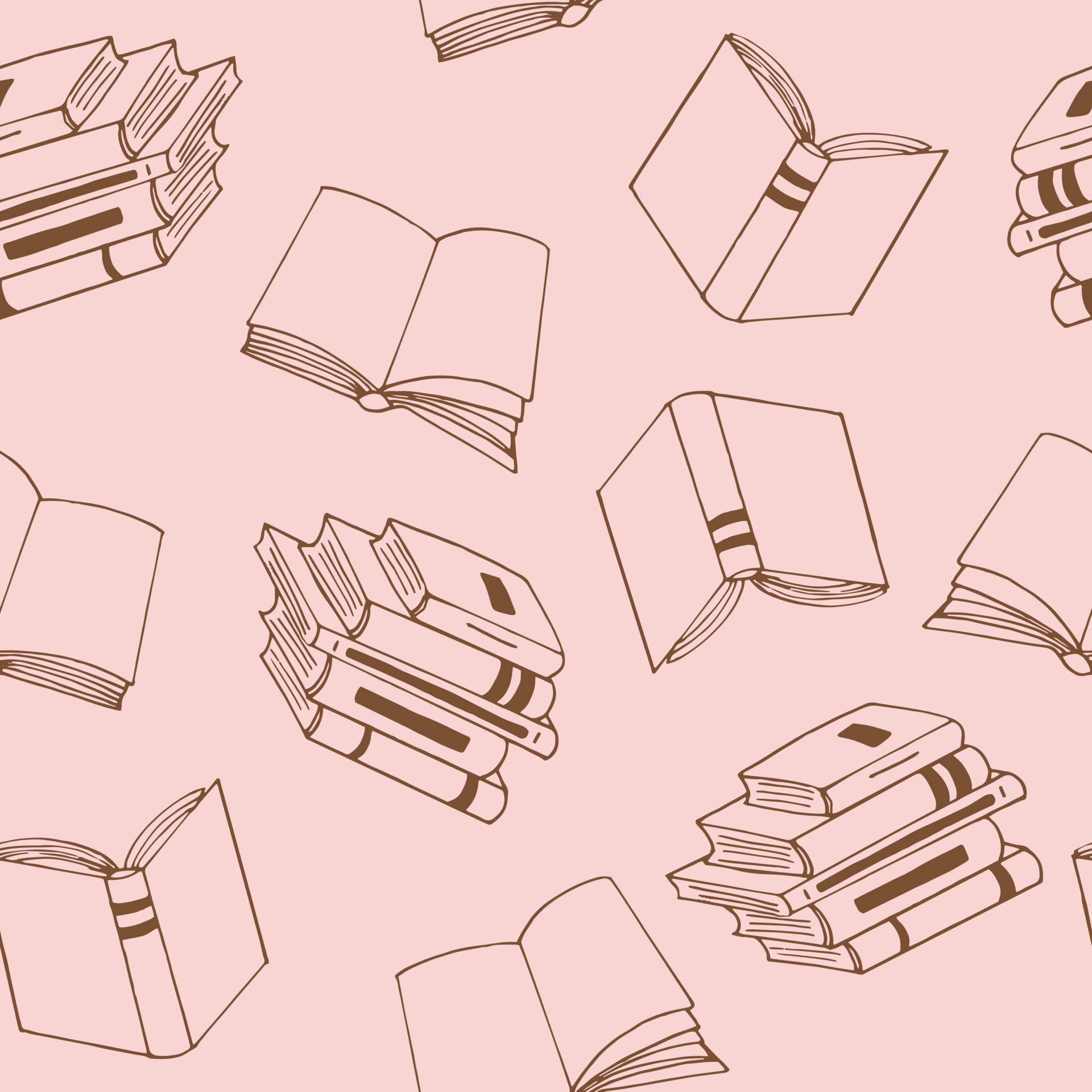 Pattern of Open Books and Coffee on a Brown Background for a Book Lover Bookstore or Library Stock Illustration Illustration of textbook studying 218517729