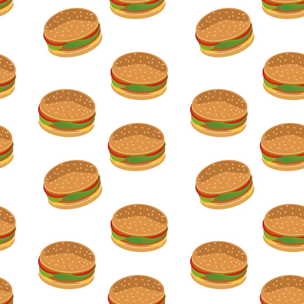 burger seamless pattern. flat, . textiles, wrapping paper, wallpaper background street fast food hamburger vector