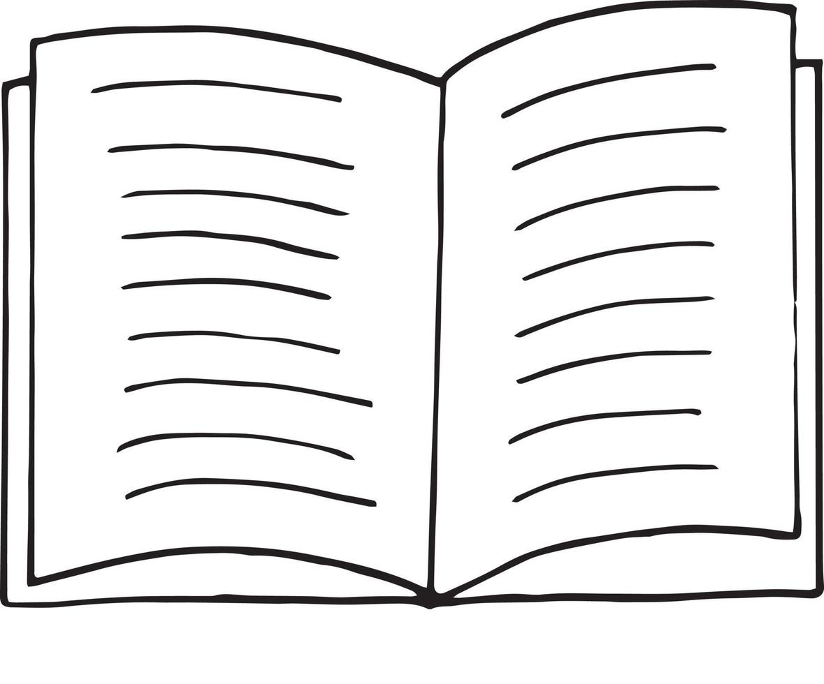 libro abierto icono. bosquejo dibujado a mano estilo doodle. , minimalismo, monocromo. aprendizaje, conocimiento, lectura de cuentos, cuento de hadas vector