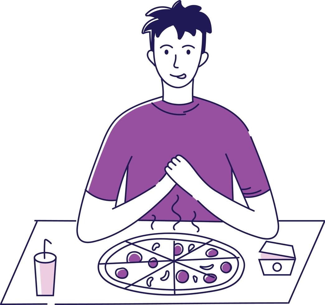 guy eats pizza vector
