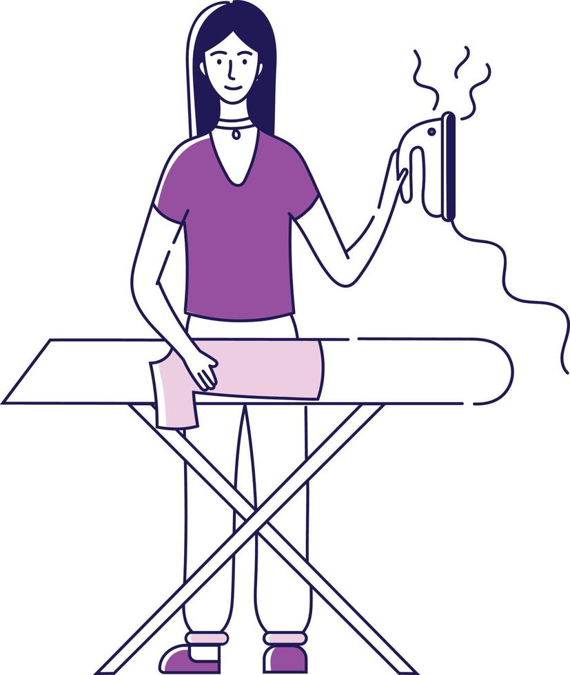 The girl is ironing her blouse vector