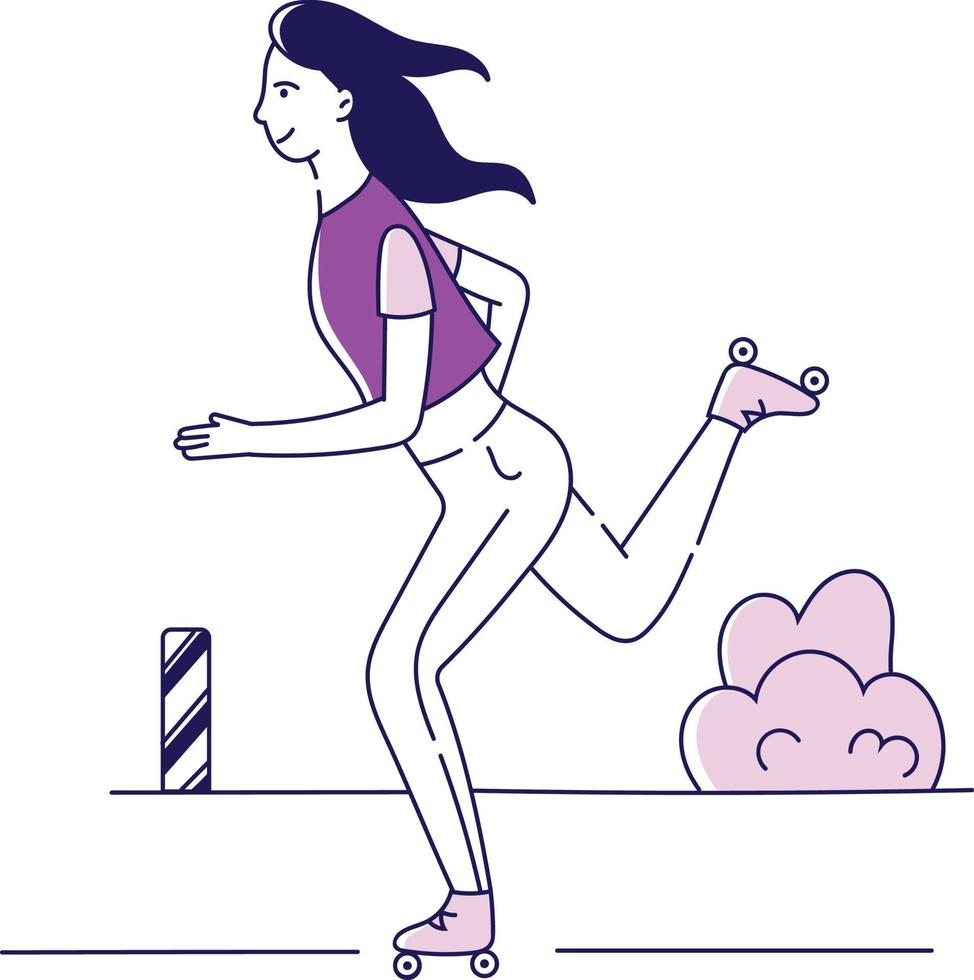 girl skates on roller skates vector