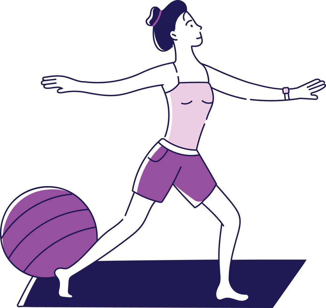 Woman does stretching at home vector