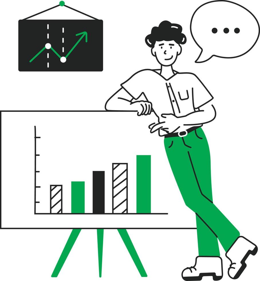 Man presents a business presentation vector