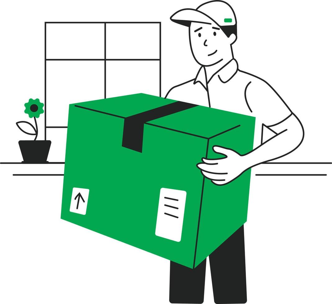 Parcel delivery to the office vector