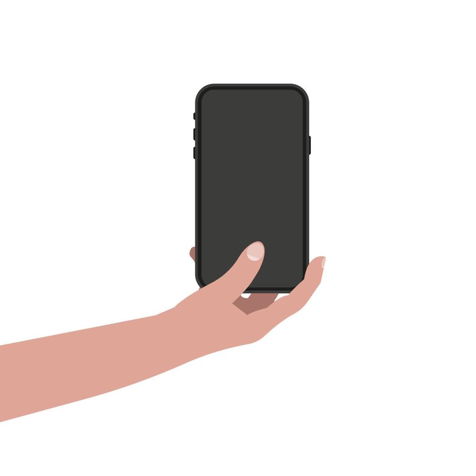 Hand holding smartphone, vector illustration