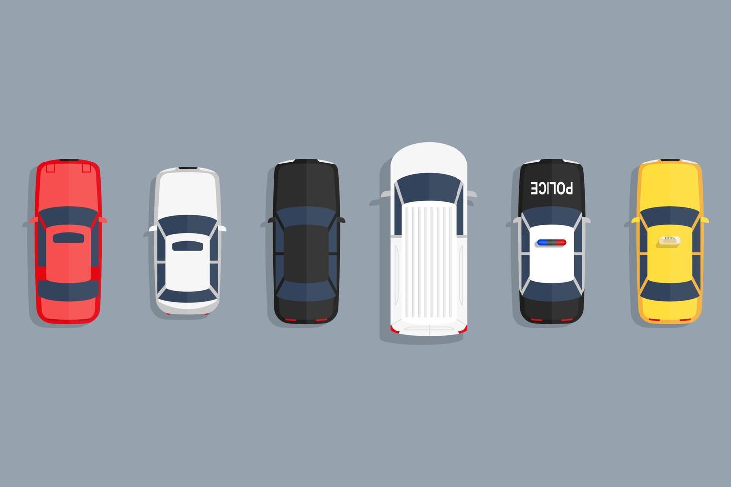 conjunto de vista superior de coches. vector ilustración plana