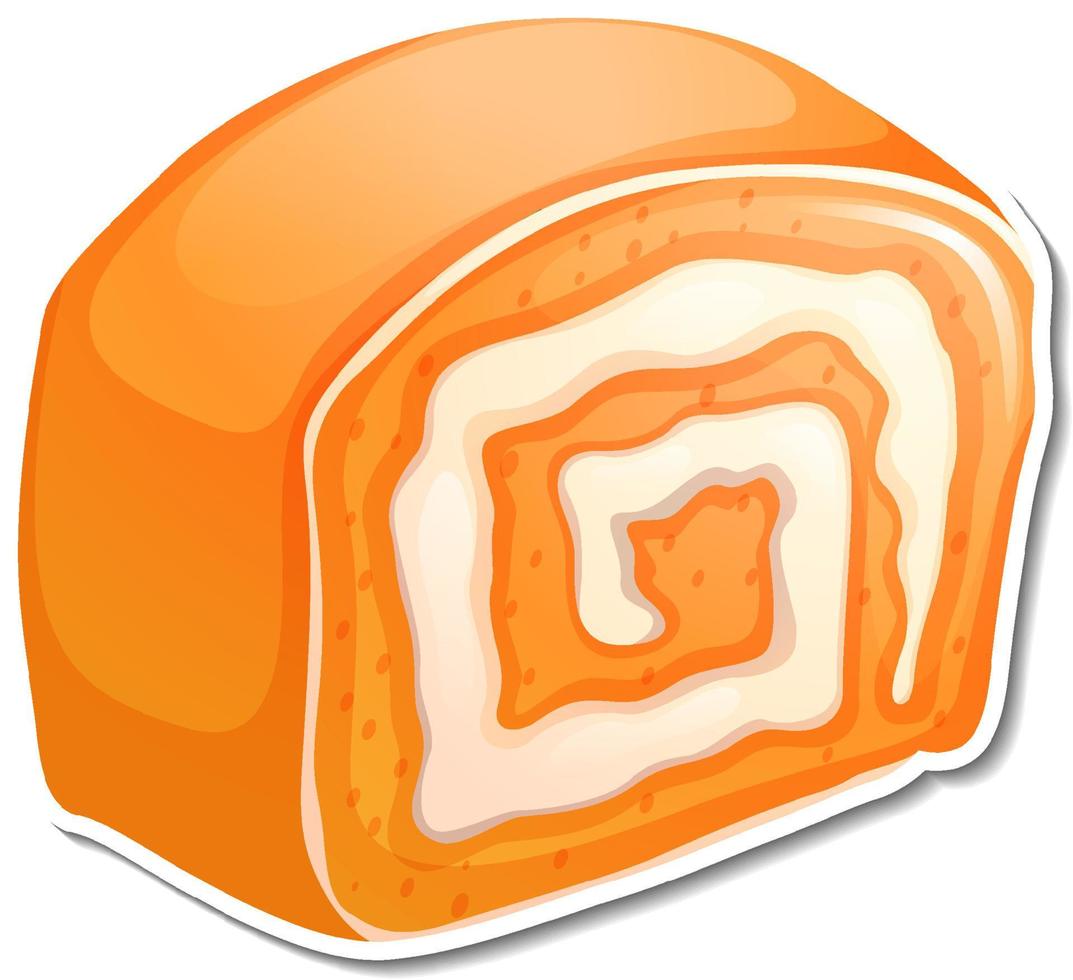 An orange sponge cake roll in cartoon style vector