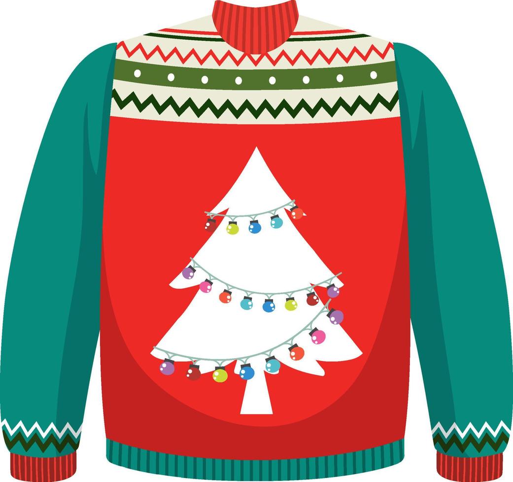 Christmas sweater with chirstmas tree pattern vector