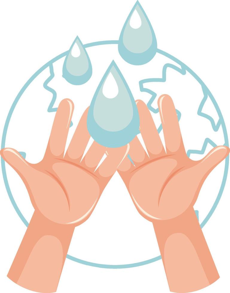 Water drop on hands in cartoon style vector