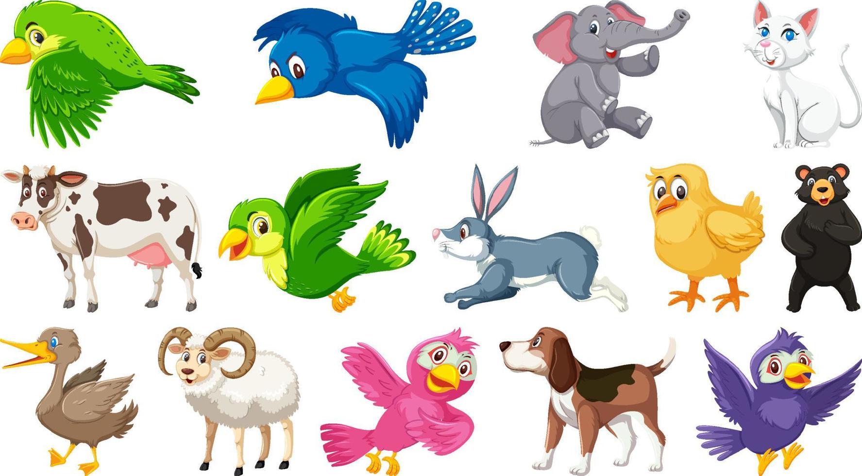 conjunto de diferentes animales aislados. vector